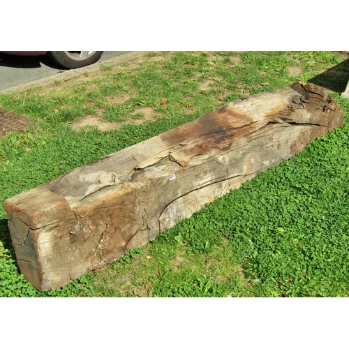 1076 - Architectural salvage, a reclaimed early oak lintel 18 cm high x 202 cm (full length) x 30 cm wide a... 