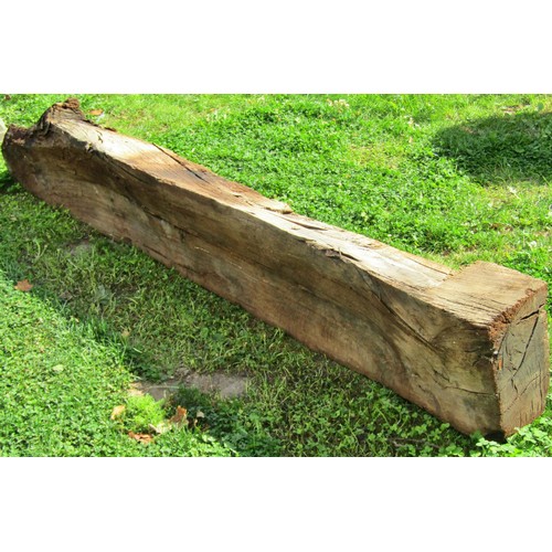 1076 - Architectural salvage, a reclaimed early oak lintel 18 cm high x 202 cm (full length) x 30 cm wide a... 