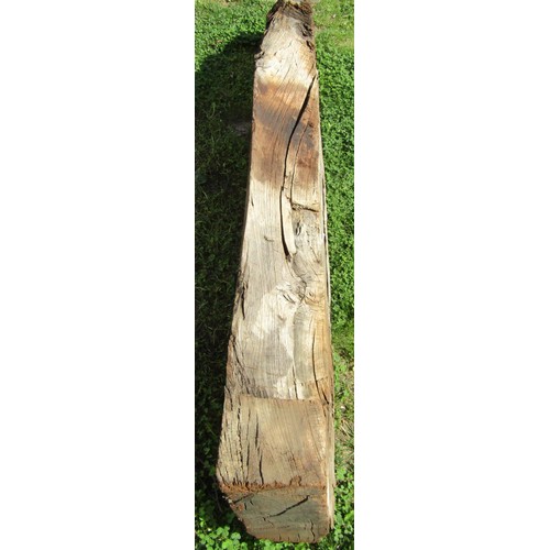 1076 - Architectural salvage, a reclaimed early oak lintel 18 cm high x 202 cm (full length) x 30 cm wide a... 