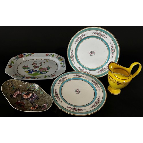 26 - 19th century Spode and other blue and white tureens, yellow ground helmet shaped cream jug, further ... 