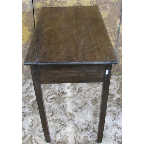 1300 - A small 19th century oak side / hall table with single long frieze drawer, with brass handles, raise... 