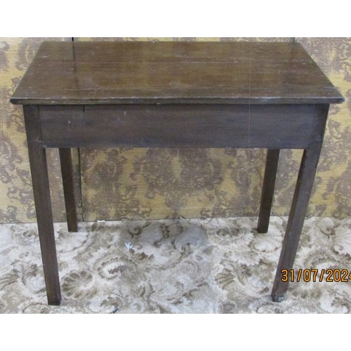 1300 - A small 19th century oak side / hall table with single long frieze drawer, with brass handles, raise... 