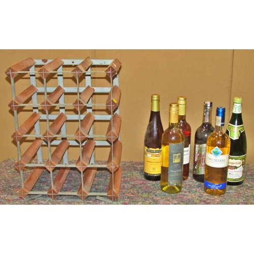 1153 - A small pine 24 bottle wine rack together with a further freestanding contemporary example, containi... 