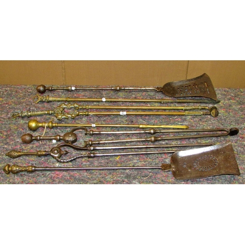 1159 - A collection of Regency fireside tools