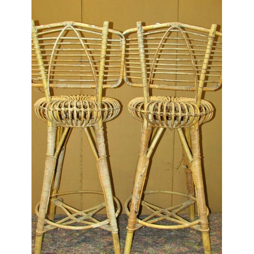 1178 - A pair of high woven bar/counter stools/chairs, 101cm high