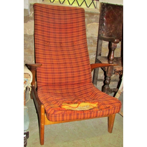 1181 - A Gibson & Slater mid-20th century chair and stool with teak wood frame, together with a Victorian w... 