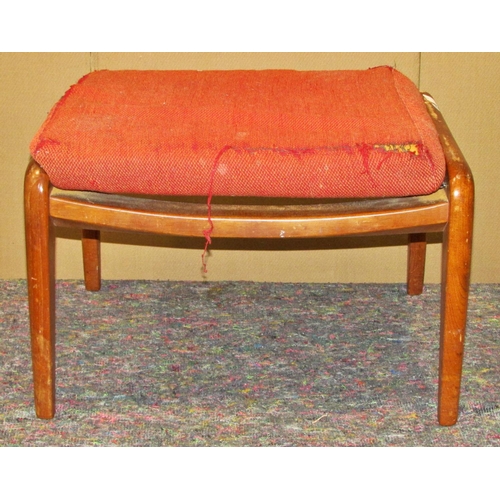 1181 - A Gibson & Slater mid-20th century chair and stool with teak wood frame, together with a Victorian w... 