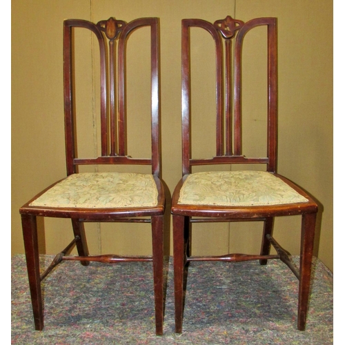 1183 - A collection of furniture including a pair of Edwardian mahogany elbow chairs with pierced splats, a... 