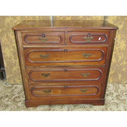 1309 - A late 19th  century continental mahogany chest of two short and three long drawers with moulded bor... 