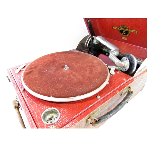 526 - A vintage Columbia No 112a gramophone in a faux crocodile carry case.(Hinge in need of restoration)(... 