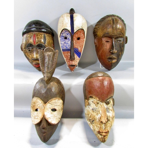 530 - Five African tribal masks, from Cameroon, Ivory Coast and North West Africa