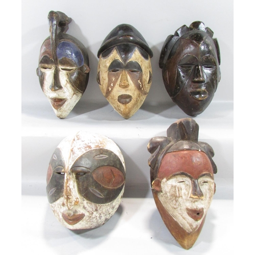 531 - Five African tribal masks, from Cameroon, Ivory Coast and North West Africa