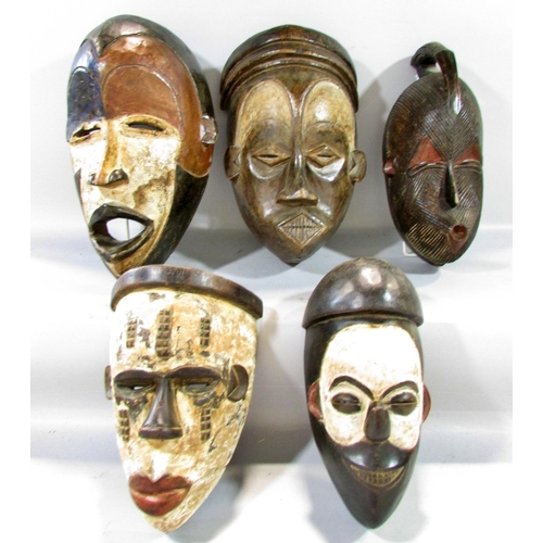 532 - Five African tribal masks from, Cameroon, Ivory Coast and North West Africa