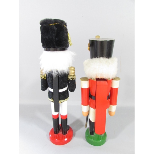 460 - Six Erzgebirgische Volkskunst wooden painted novelty nutcrackers of various character, a soldier, a ... 