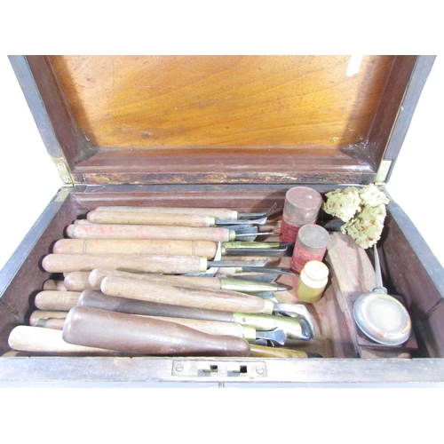 461 - Thirty three vintage silver craft man’s chasing/engraving tools in an antique writing box.