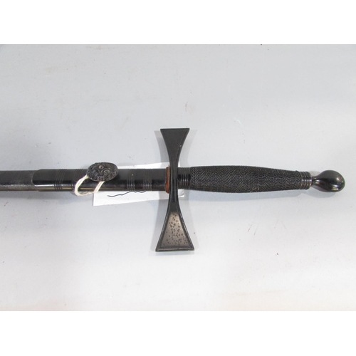 483 - A Toye & Co, London,  Masonic Anointing Sword, maker’s name to the blade in a black leather sheath t... 