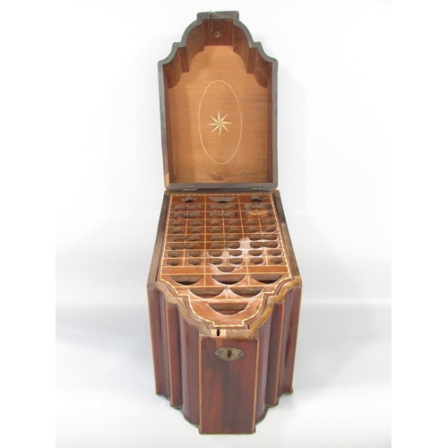 499 - A George III mahogany cutlery box with satinwood stringing and a well fitted satinwood inlaid interi... 