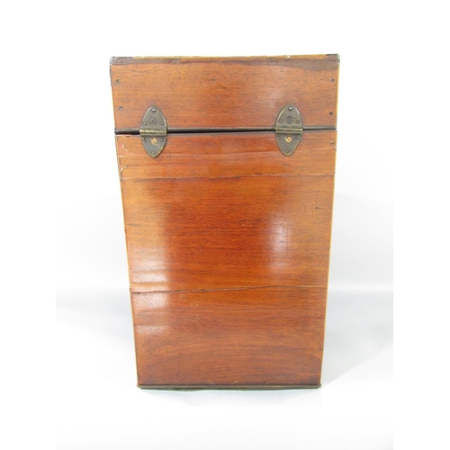 499 - A George III mahogany cutlery box with satinwood stringing and a well fitted satinwood inlaid interi... 