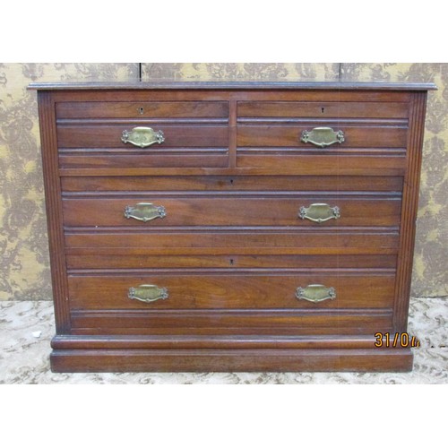 1316 - An Edwardian mahogany chest of two short and two long drawers, 85cm high, 108 x 50cm.