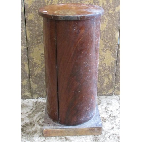 1321 - A Victorian mahogany cylinder pot bedside cupboard, 80cm high, 39cm diameter (AF)