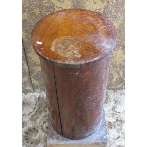 1321 - A Victorian mahogany cylinder pot bedside cupboard, 80cm high, 39cm diameter (AF)