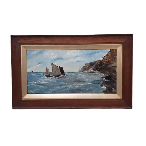 1601 - Two paintings of ships at sea, to include: Charles Green (19th/20th century) - Stormy seas (1881), o... 