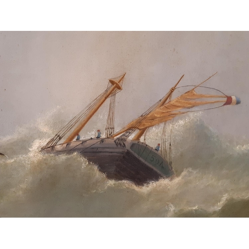 1601 - Two paintings of ships at sea, to include: Charles Green (19th/20th century) - Stormy seas (1881), o... 