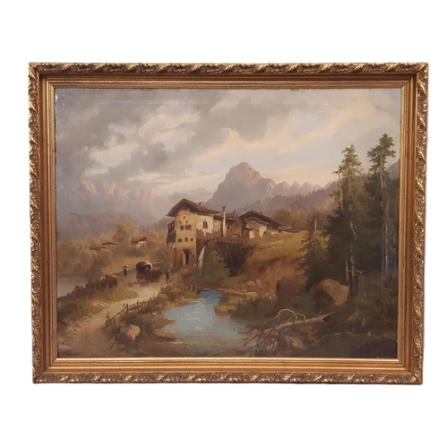 1602 - 19th Century Continental School (possibly North Italian) - A watermill within a mountain landscape w... 