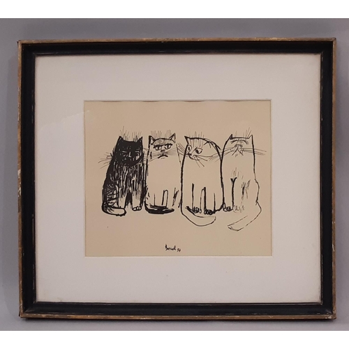 1605 - James Boswell (1906-1971) - 'Four Proud Cats' (1954), ink on paper, signed and dated below with titl... 