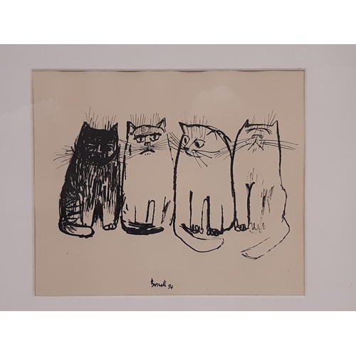 1605 - James Boswell (1906-1971) - 'Four Proud Cats' (1954), ink on paper, signed and dated below with titl... 