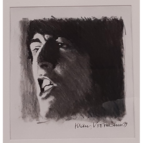 1614 - Klaus Voormann (b1938) - 'George Harrison' (1999), charcoal on paper, signed and dated in ink lower ... 