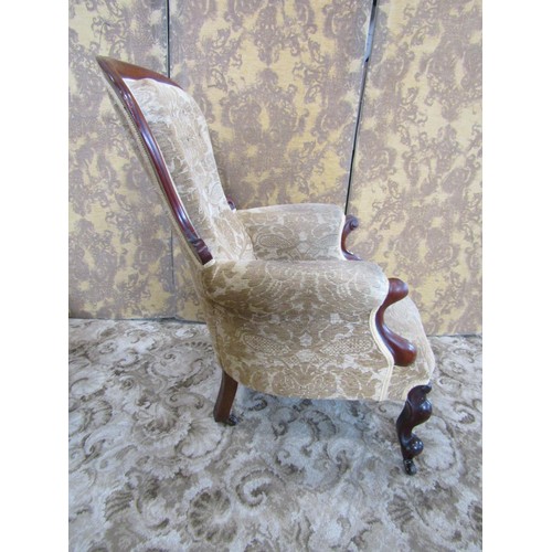 1332 - Two Victorian upholstered walnut elbow chairs (2)