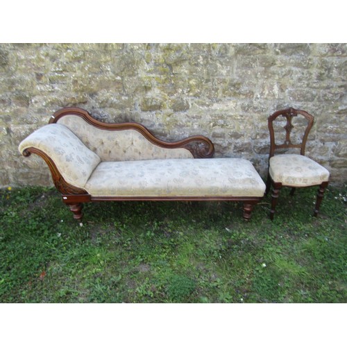 1351 - A Victorian chaise lounge together with a Victorian dining chair (2)