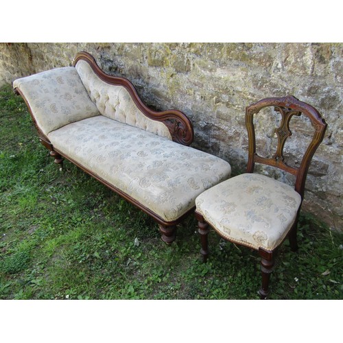 1351 - A Victorian chaise lounge together with a Victorian dining chair (2)