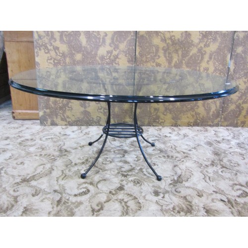 1352 - A good quality contemporary Italian design low occasional / coffee table with ironwork frame support... 