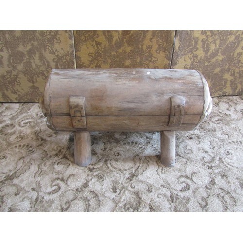 1355 - An unusual rustic / primitive style timber log trunk, with hinged cover, raised on tapering supports... 