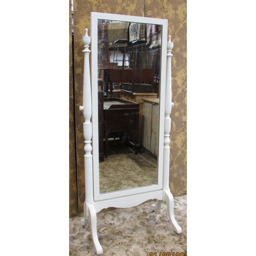 1366 - A large over-painted cheval mirror, 178cm high.