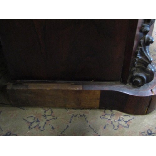 1384 - A Victorian marble-topped rosewood credenza sideboard with mirrored back,, 167cm high, 153 x 45cm.