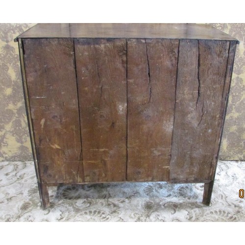 1386 - A 19th century oak bedroom chest of four long drawers with brass handles and escutcheons, 97cm high,... 