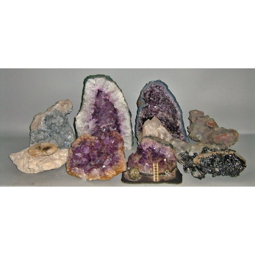 469 - A collection of amethyst rock crystals and other crystallised rock samples.