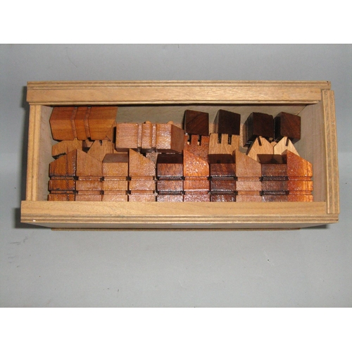 507 - A late 20th century Minimalist Wooden Chess Set, complete, housed in a wooden box.