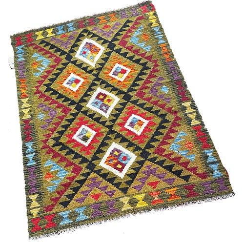 1783 - A Maimana kilim with alternating rows of stepped diamonds 151cm x 97cm