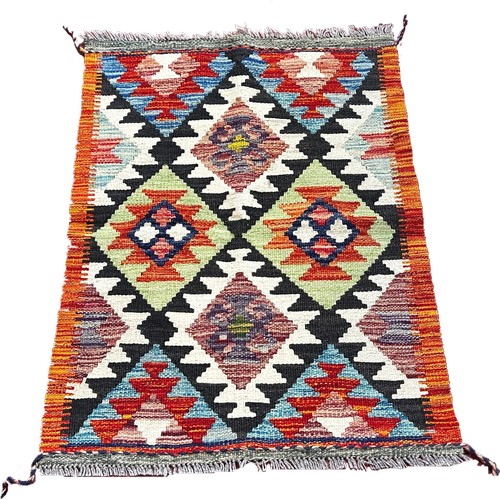 1788 - A Maimana kilim mat with a large diamond pattern  89cm x 66cm