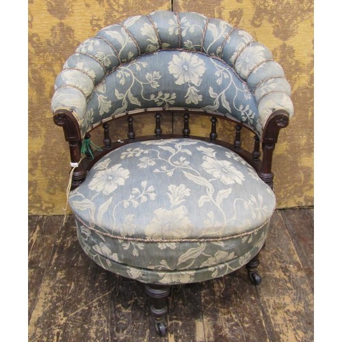 1446 - Victorian ships chair in walnut with revolving seat, and Victorian registration mark