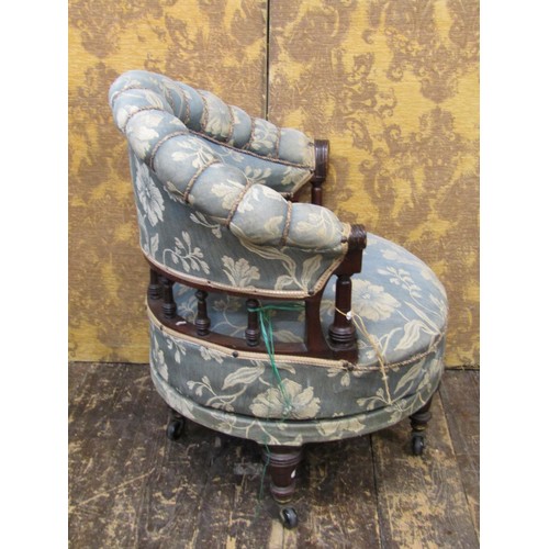 1446 - Victorian ships chair in walnut with revolving seat, and Victorian registration mark