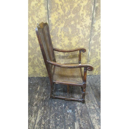 1457 - Antique open elbow chair cane panels in beechwood