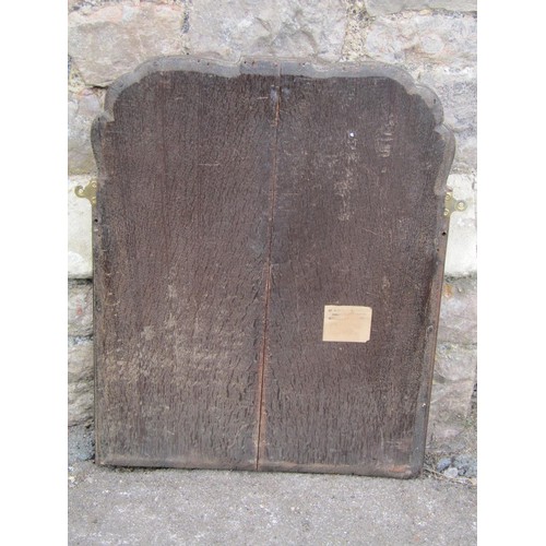 1408 - An 18th century walnut framed wall mirror, with bevelled plate, oak-backed, with old label verso ‘HY... 