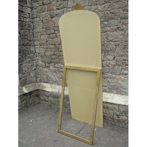 1410 - A large modern gilt framed cheval dressing mirror with easel back, 180 x 56cm.