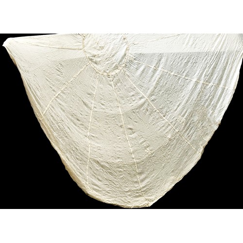 536 - WWII silk parachute canopy, diameter 5.5m/ 18ft with 12 stitched seams, no cords