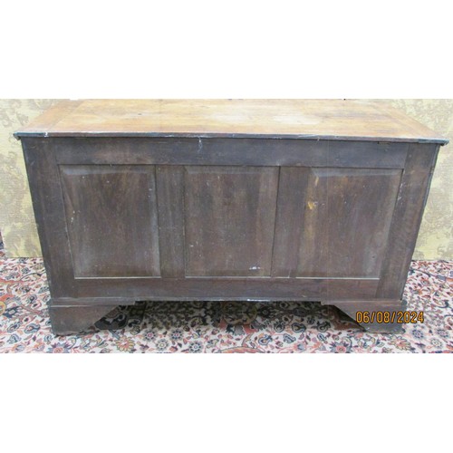 1477 - An 18th century oak mule chest with rising lid over a single frieze drawer and bracket supports, 120... 